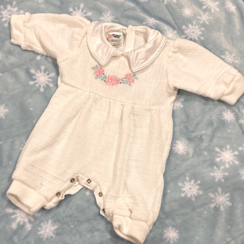 Vintage knit baby romper size 3/6 mos